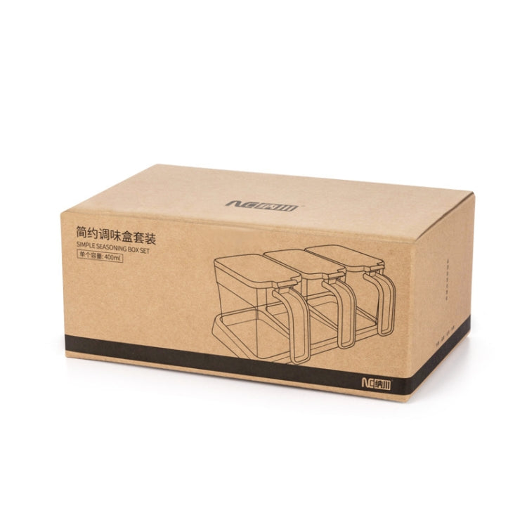 Kitchen Transparent Three-Grid Seasoning Box Set Seasoning Storage Box With Spoon