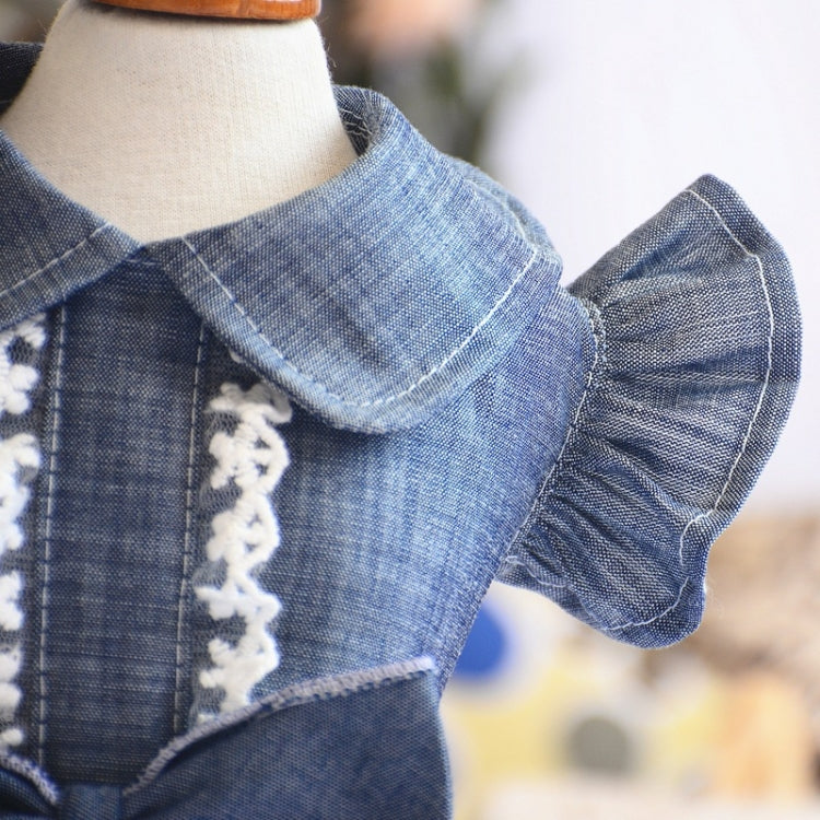 Pet Clothes Autumn And Winter Skirt Thin Dog Skirt Small Dog Princess Bow Denim Skirt, Size: S