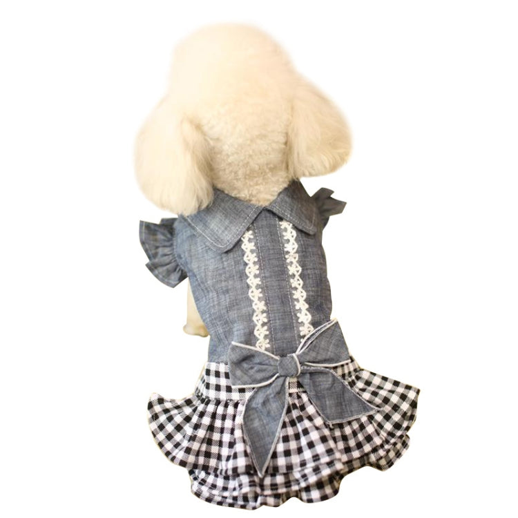 Pet Clothes Autumn And Winter Skirt Thin Dog Skirt Small Dog Princess Bow Denim Skirt, Size: L