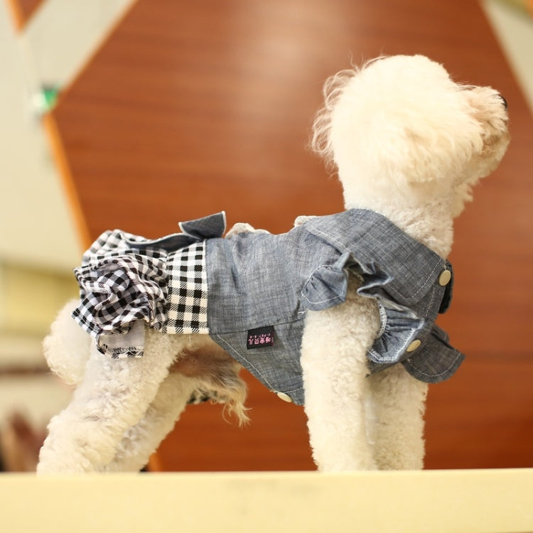 Pet Clothes Autumn And Winter Skirt Thin Dog Skirt Small Dog Princess Bow Denim Skirt, Size: L