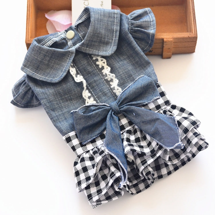Pet Clothes Autumn And Winter Skirt Thin Dog Skirt Small Dog Princess Bow Denim Skirt, Size: XL