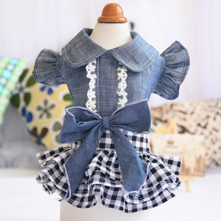 Pet Clothes Autumn And Winter Skirt Thin Dog Skirt Small Dog Princess Bow Denim Skirt, Size: XL