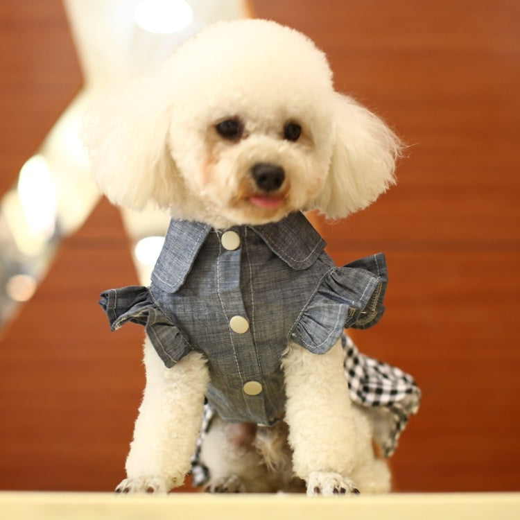 Pet Clothes Autumn And Winter Skirt Thin Dog Skirt Small Dog Princess Bow Denim Skirt, Size: XL
