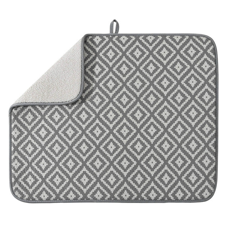 Kitchen Countertop Geometric Pattern Drain Pad Tableware Cutting Board Absorbent Pad(Grey)