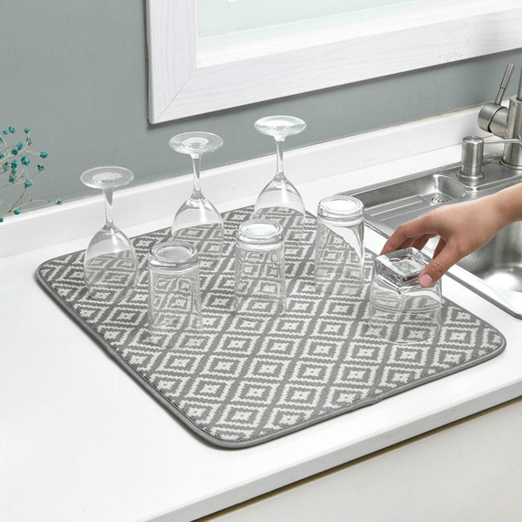 Kitchen Countertop Geometric Pattern Drain Pad Tableware Cutting Board Absorbent Pad(Grey)