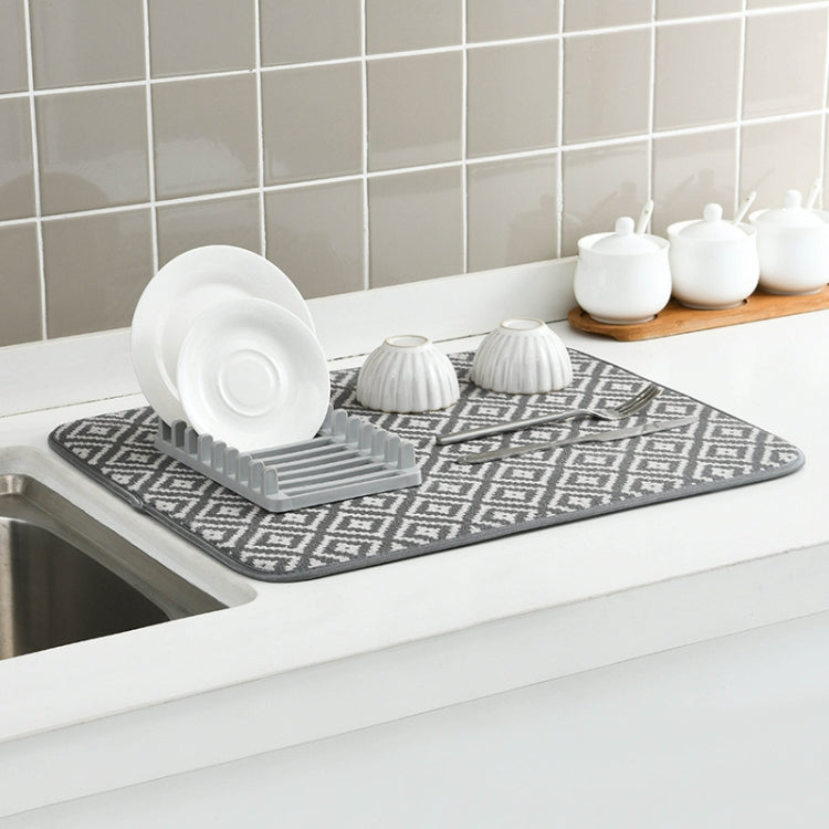 Kitchen Countertop Geometric Pattern Drain Pad Tableware Cutting Board Absorbent Pad(Grey)