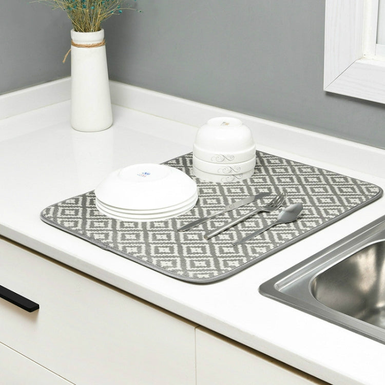 Kitchen Countertop Geometric Pattern Drain Pad Tableware Cutting Board Absorbent Pad(Grey)