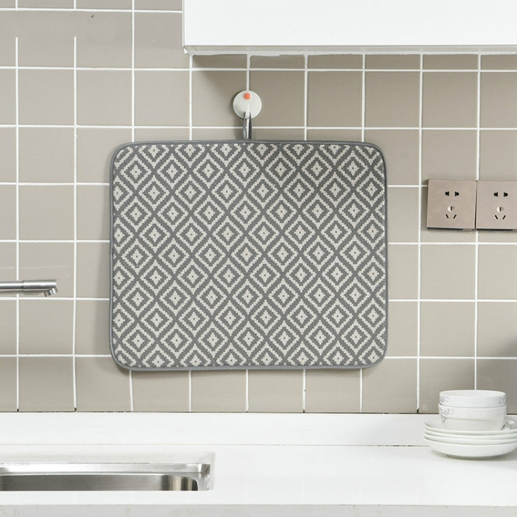 Kitchen Countertop Geometric Pattern Drain Pad Tableware Cutting Board Absorbent Pad(Grey)