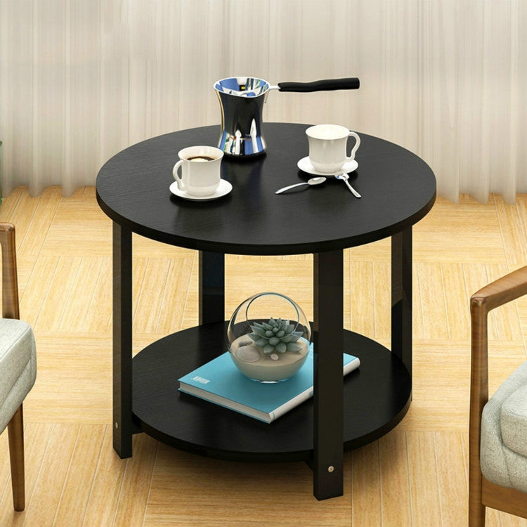 Small Size Home Wooden Coffee Table Simple Modern Living Room Sofa Bedroom Round Tea Table, Size:50*50*43cm