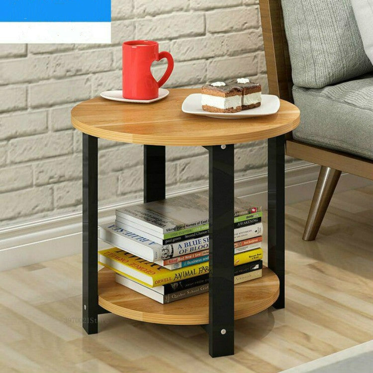 Small Size Home Wooden Coffee Table Simple Modern Living Room Sofa Bedroom Round Tea Table, Size:50*50*43cm