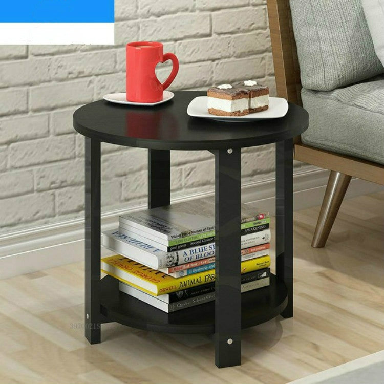 Small Size Home Wooden Coffee Table Simple Modern Living Room Sofa Bedroom Round Tea Table, Size:60*60*43cm