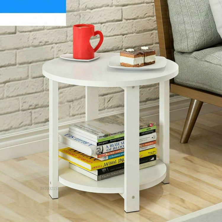 Small Size Home Wooden Coffee Table Simple Modern Living Room Sofa Bedroom Round Tea Table, Size:60*60*43cm