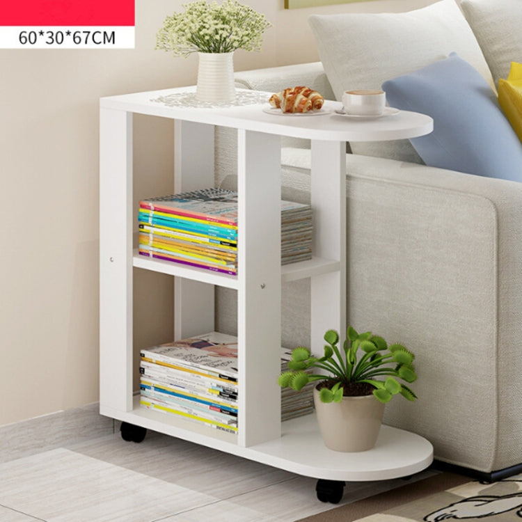 Modern Living Room Movable Corner Coffee Table Wood Side Cabinets Bedside Coffee Tea Table, Size:60x30x67cm