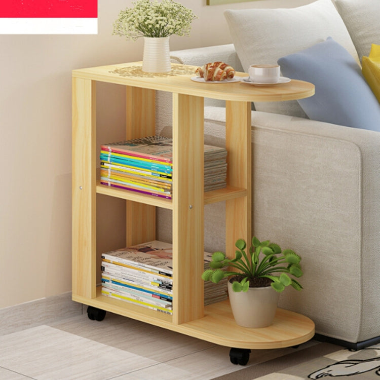 Modern Living Room Movable Corner Coffee Table Wood Side Cabinets Bedside Coffee Tea Table, Size:60x30x67cm