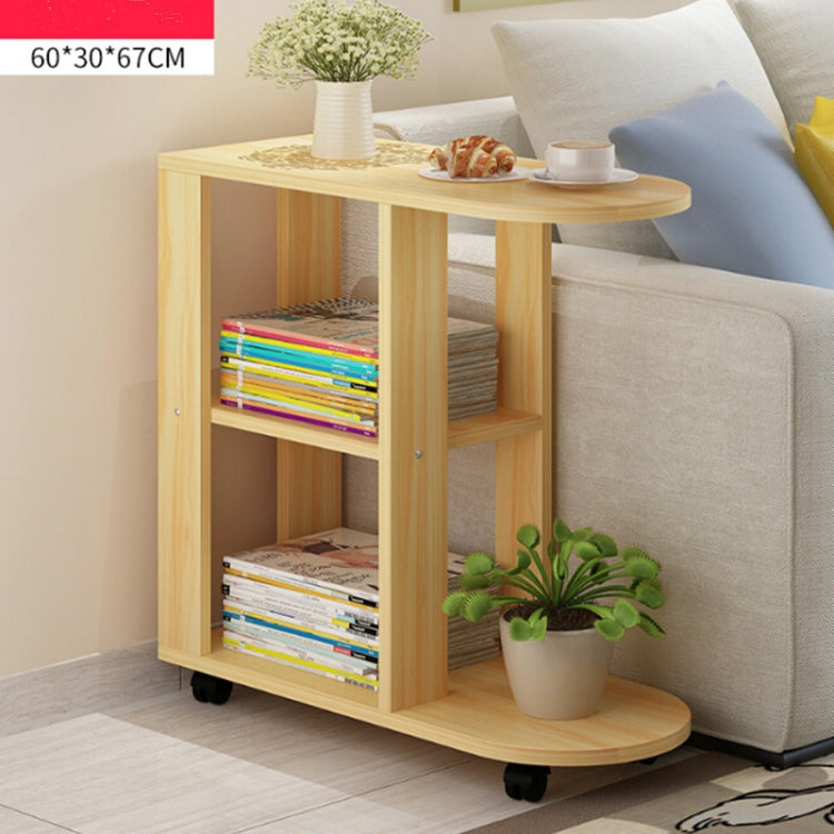 Modern Living Room Movable Corner Coffee Table Wood Side Cabinets Bedside Coffee Tea Table, Size:60x30x67cm