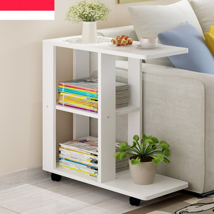 Modern Living Room Movable Corner Coffee Table Wood Side Cabinets Bedside Coffee Tea Table, Size:60x30x67cm