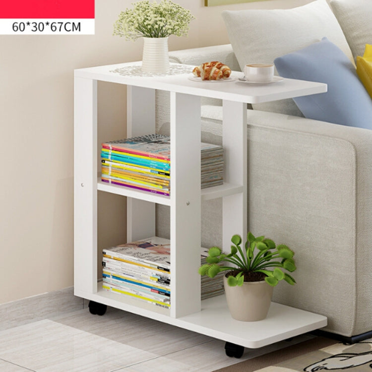 Modern Living Room Movable Corner Coffee Table Wood Side Cabinets Bedside Coffee Tea Table, Size:60x30x67cm