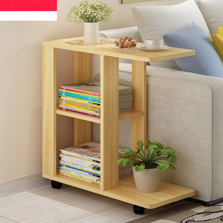 Modern Living Room Movable Corner Coffee Table Wood Side Cabinets Bedside Coffee Tea Table, Size:60x30x67cm