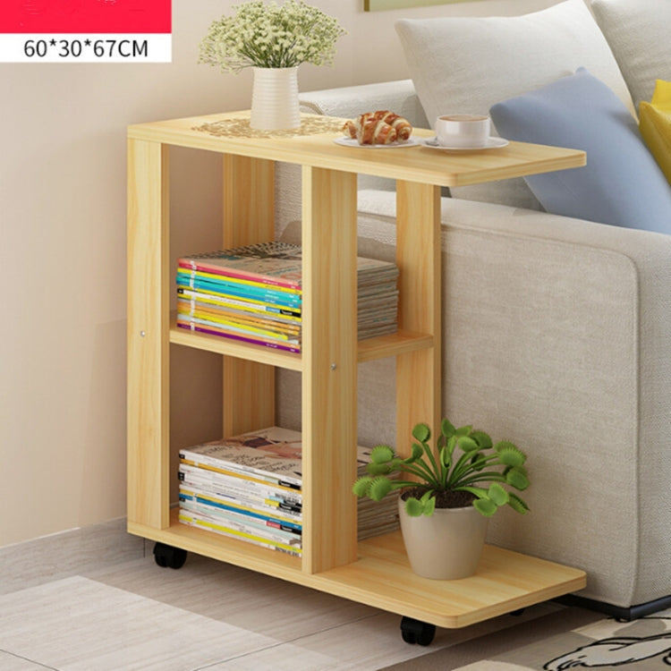 Modern Living Room Movable Corner Coffee Table Wood Side Cabinets Bedside Coffee Tea Table, Size:60x30x67cm