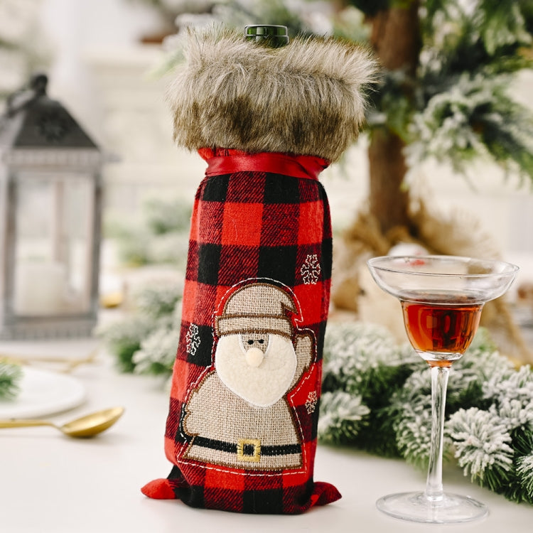 Decorations Red Lattice Wine Set Home Christmas Champagne Wine Bottle Set