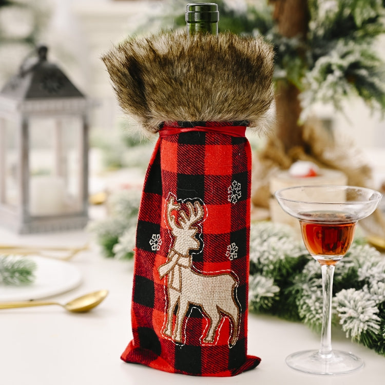 Decorations Red Lattice Wine Set Home Christmas Champagne Wine Bottle Set