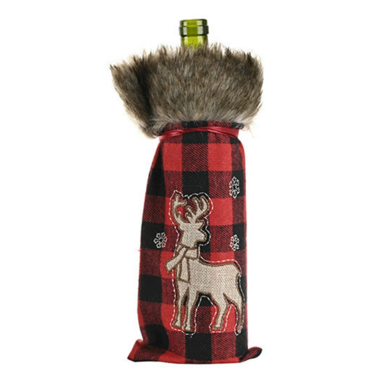 Decorations Red Lattice Wine Set Home Christmas Champagne Wine Bottle Set