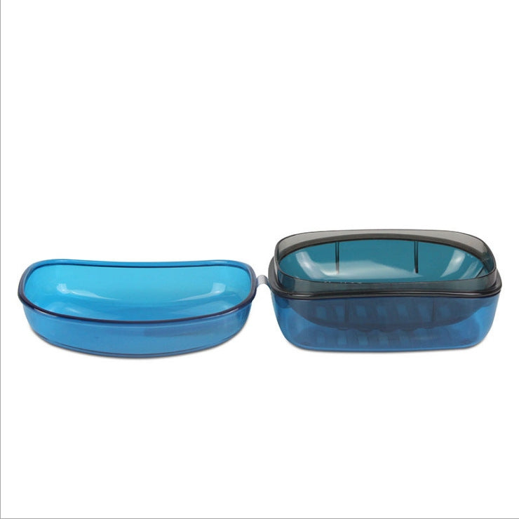 3 PCS Travel Portable Soap Box Double-Layer Heightened Shelf With Lid(Blue)