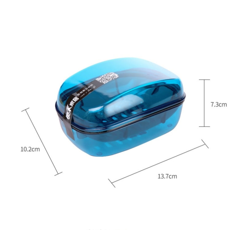 3 PCS Travel Portable Soap Box Double-Layer Heightened Shelf With Lid(Blue)