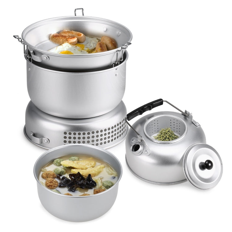 10-Piece Outdoor Alcohol Stove Cookware Set Portable Windproof Cookware Set 4-5 People Camping Boiler Set