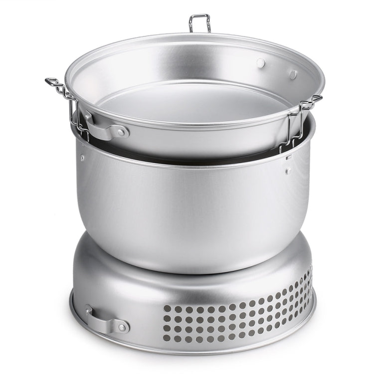10-Piece Outdoor Alcohol Stove Cookware Set Portable Windproof Cookware Set 4-5 People Camping Boiler Set