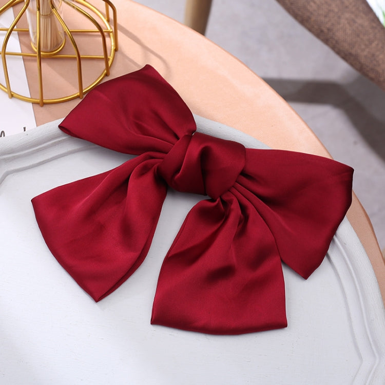5 PCS Satin Bow Hairpin Back Head Hair Accessories, Colour: Wine Red