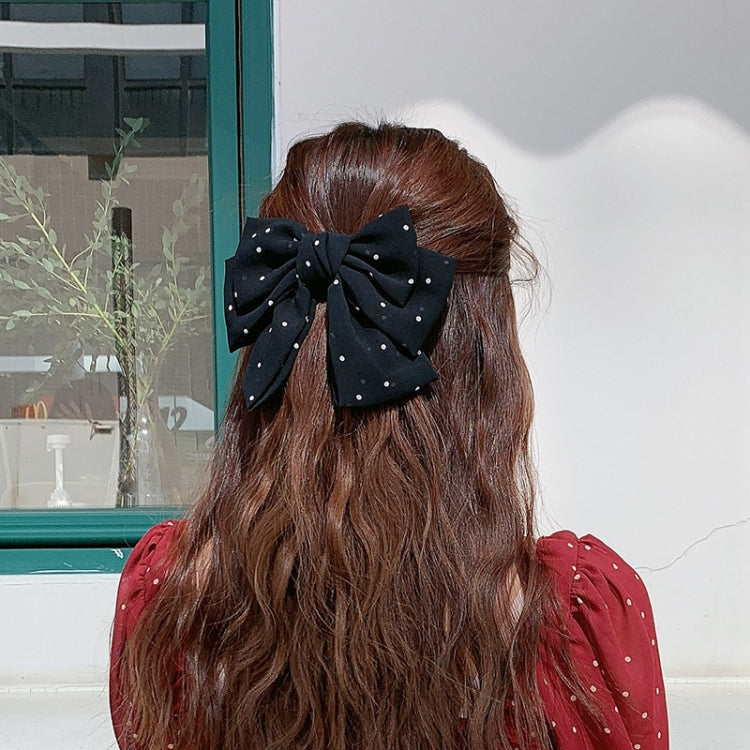 5 PCS Satin Bow Hairpin Back Head Hair Accessories, Colour: Black Wave Point