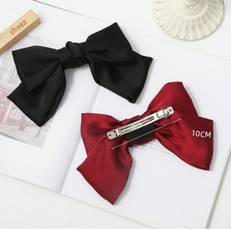 5 PCS Satin Bow Hairpin Back Head Hair Accessories, Colour: Black Wave Point