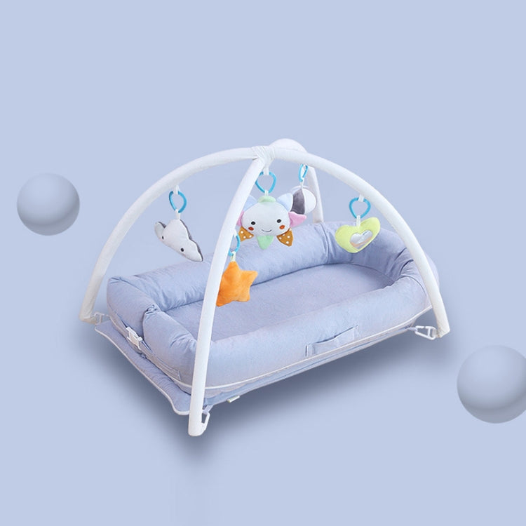 Portable Crib Play Siesta Sleep Bed Latex Mattress(Blue With Stents)