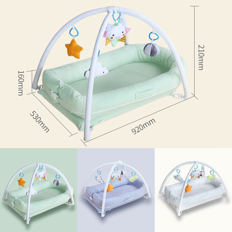 Portable Crib Play Siesta Sleep Bed Latex Mattress(Blue With Stents)