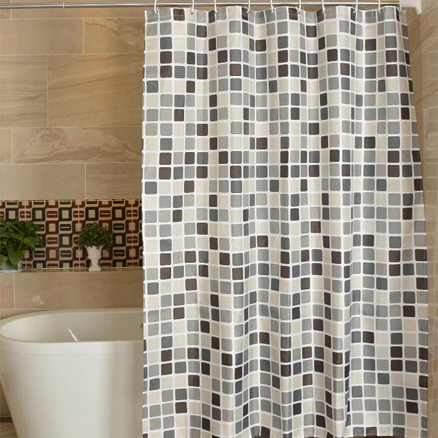 Waterproof And Mildew Curtain Plaid Texture Polyester Cloth Shower Curtain Bathroom Curtains, Size:120x200cm