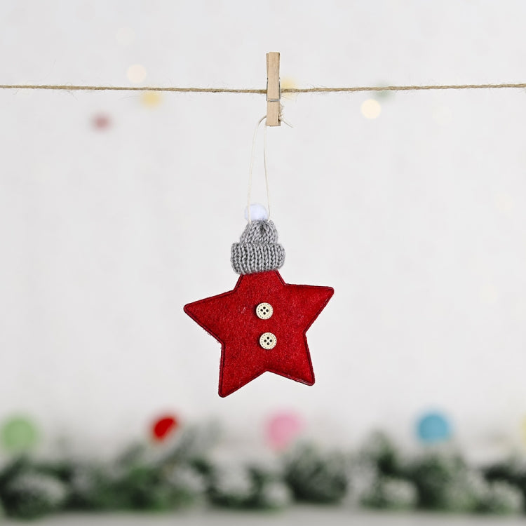 Christmas Decoration Knitted Hat Five-Pointed Star Small Pendant