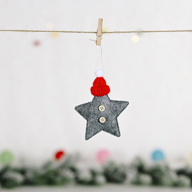 Christmas Decoration Knitted Hat Five-Pointed Star Small Pendant
