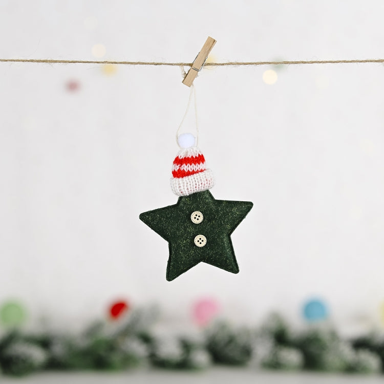 Christmas Decoration Knitted Hat Five-Pointed Star Small Pendant