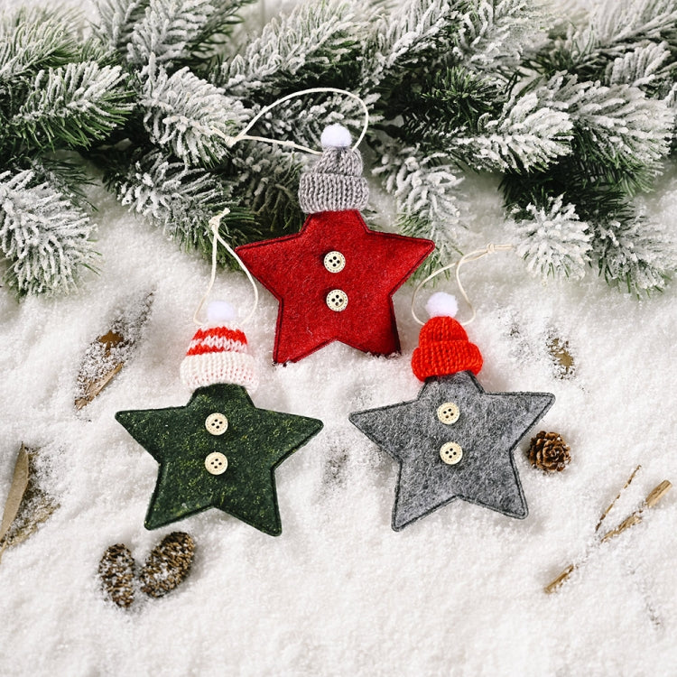 Christmas Decoration Knitted Hat Five-Pointed Star Small Pendant