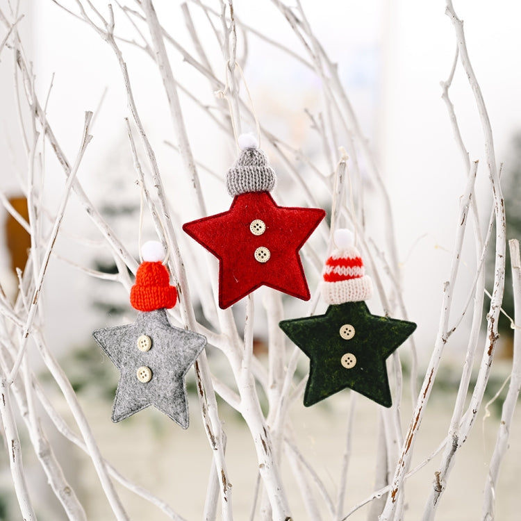 Christmas Decoration Knitted Hat Five-Pointed Star Small Pendant