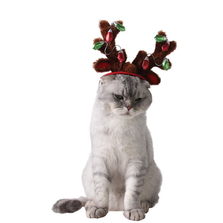 Pet Supplies Puppy Christmas Hat Holiday Jewelry Sequined Antlers, Size: M