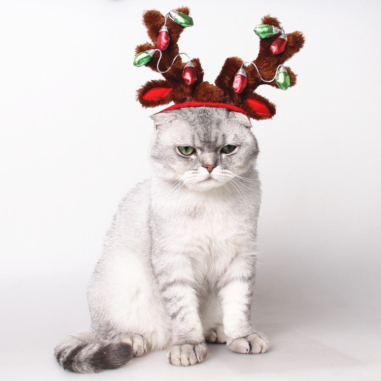 Pet Supplies Puppy Christmas Hat Holiday Jewelry Sequined Antlers, Size: M