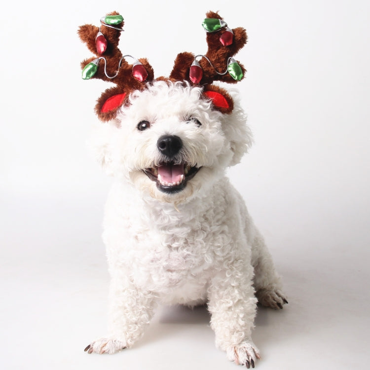 Pet Supplies Puppy Christmas Hat Holiday Jewelry Sequined Antlers, Size: M