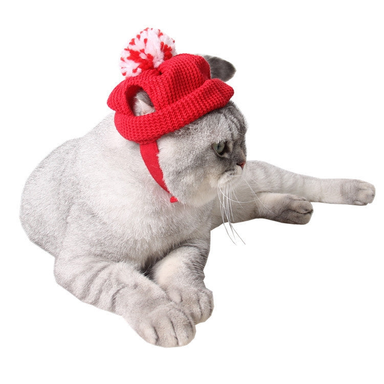 2 PCS Pet Supplies Puppy Christmas Hat Holiday Woolen Hat