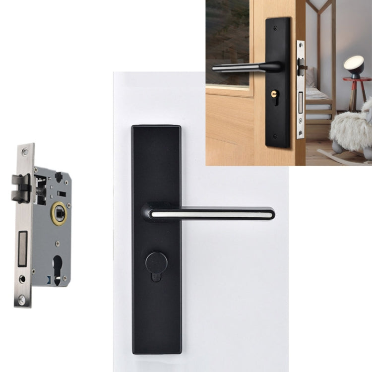 Indoor Black Silent Luminous Door Lock Aluminum Alloy Handle Lock, Specification: Anti-insertion Silent Lock Body