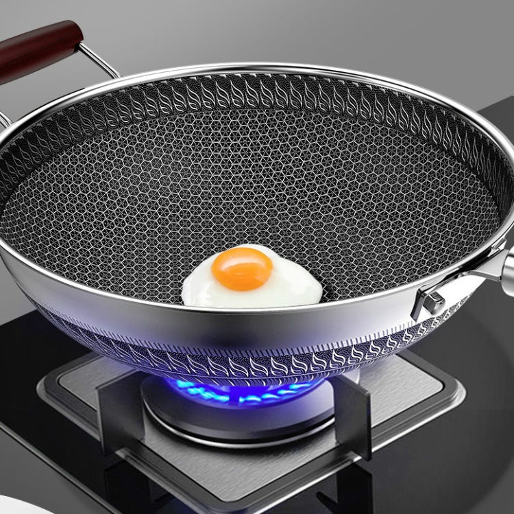 Stainless Steel Antibacterial Non-Stick Pan Household Non-Oily Smoke Wok, Suitable For Induction Cooker / Gas Stove, Style:28 CM Pan