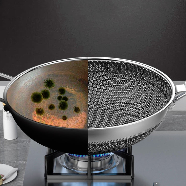 Stainless Steel Antibacterial Non-Stick Pan Household Non-Oily Smoke Wok, Suitable For Induction Cooker / Gas Stove, Style:28 CM Pan