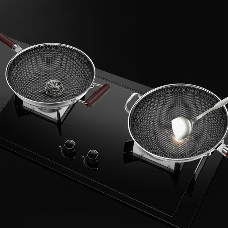 Stainless Steel Antibacterial Non-Stick Pan Household Non-Oily Smoke Wok, Suitable For Induction Cooker / Gas Stove, Style:28 CM Pan