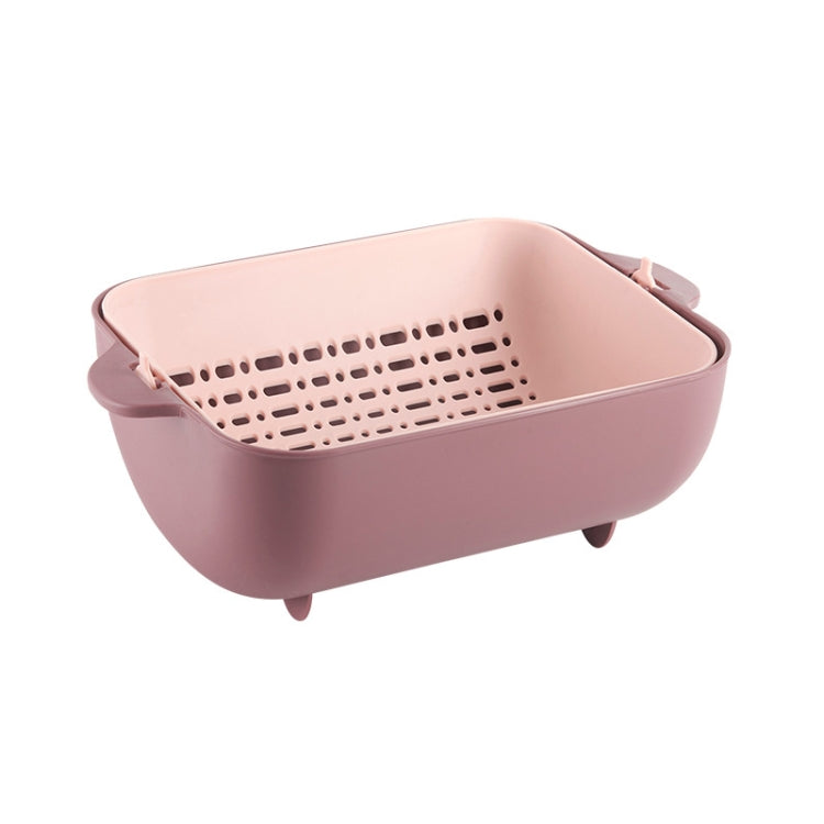 Rotating Double-Layer Storage Fruit Basket Kitchen Vegetable Washing & Draining Basket(Pink)
